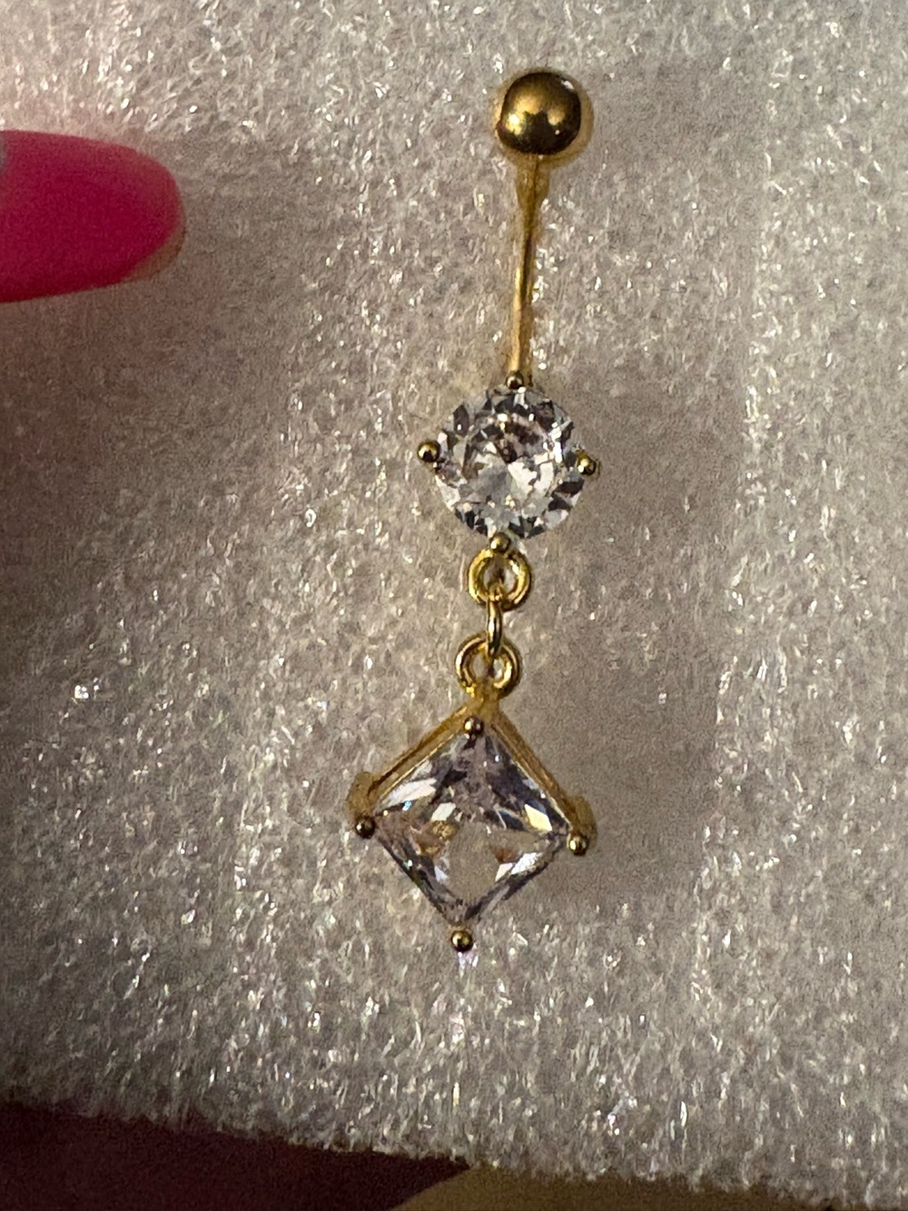 Belly Ring-Dangling cz’s  Belly Button Rings  14G Stainless Steel  Navel Ring